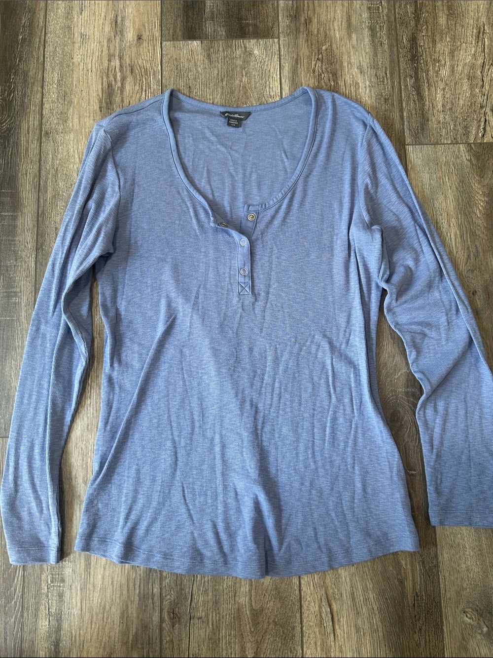 Eddie Bauer Heathered Blue Long Sleeve Henley
